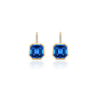 Goshwara 18K Gossip London Blue Topaz Octagonal Bezel Drop Earrings