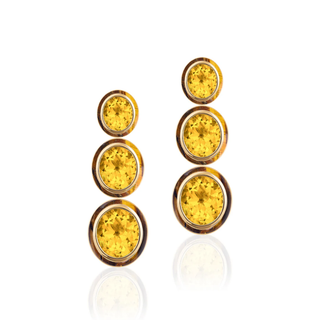 Goshwara 18K Melange 3-Tier Citrine Earrings with Tiger's Eye Inlay