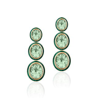 Goshwara 18K Melange 3-Tier Prasiolite Earrings with Malachite Inlay