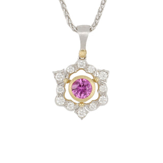 Buccellati 18K Two-Tone Gold Pink Sapphire and Diamond Ghirlanda Pendant Necklace
