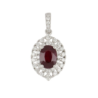 Estate Steven Royce 14K White Gold Ruby & Diamond Pendant