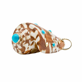 Trianon 18K Gold Conus Janus Shell Pendant with Turquoise