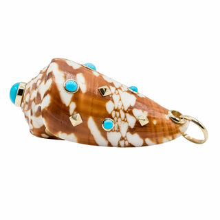 Trianon 18K Gold Conus Janus Shell Pendant with Turquoise
