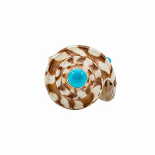 Trianon 18K Gold Conus Janus Shell Pendant with Turquoise