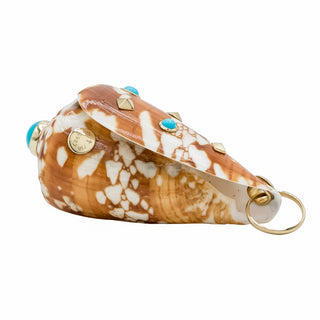Trianon 18K Gold Conus Janus Shell Pendant with Turquoise