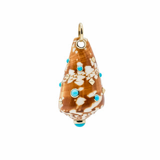 Trianon 18K Gold Conus Janus Shell Pendant with Turquoise