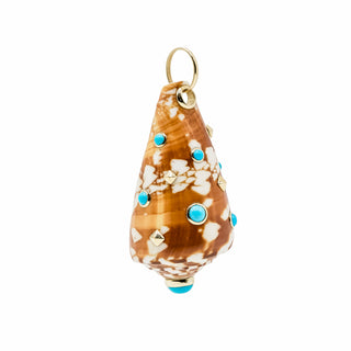 Trianon 18K Gold Conus Janus Shell Pendant with Turquoise