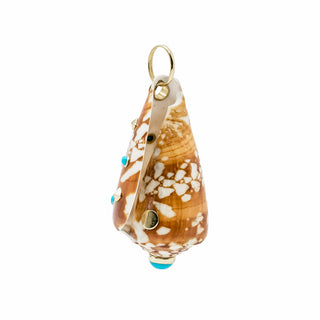 Trianon 18K Gold Conus Janus Shell Pendant with Turquoise