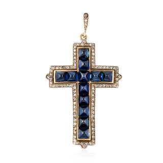 Victorian Two-Tone Sugarloaf Sapphire & Diamond Cross