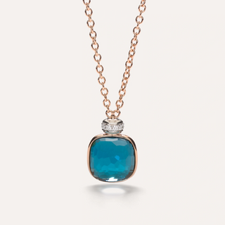 Pomellato 18K Rose Gold London Blue Topaz Nudo Classic Necklace