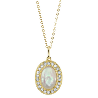 Shy Creation 14K Gold Oval Mother-Of-Pearl Pendant Necklace