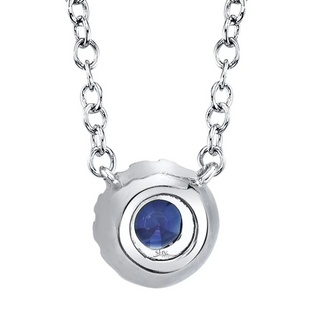 Shy Creation 14K White Gold Sapphire Pendant Necklace with Diamonds