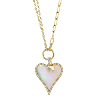 Shy Creation Mother Of Pearl Heart Pendant with Diamonds