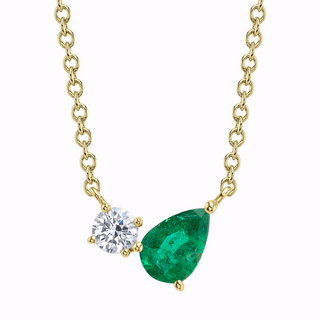 Shy Creation 14K Diamond & Emerald Kate Necklace