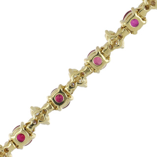 Vintage Tiffany & Co. 18K Gold Ruby Link Necklace with Diamonds