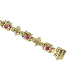 Vintage Tiffany & Co. 18K Gold Ruby Link Necklace with Diamonds