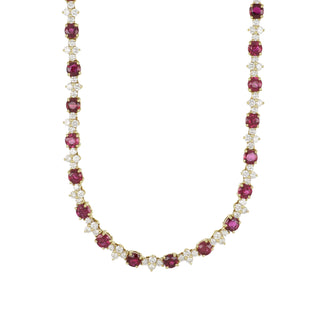 Vintage Tiffany & Co. 18K Gold Ruby Link Necklace with Diamonds