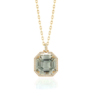 Goshwara 18K Gossip Prasiolite Asscher Pendant with Diamonds
