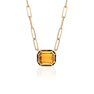 Goshwara 18K Melange Emerald-Cut Citrine Pendant with Tiger's Eye Inlay