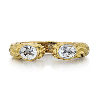 Vintage David Webb 18K Gold Rock Crystal Wave Cuff Bracelet