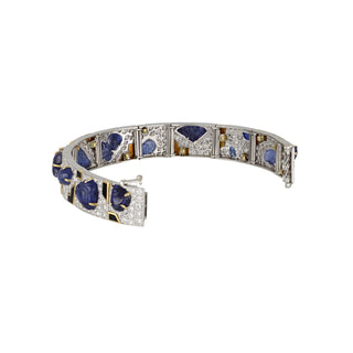 Vintage David Webb Two-Tone Carved Sapphire, Diamond and Enamel Bracelet