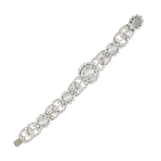 Mid-Century Cabochon Aquamarine & Diamond Bracelet