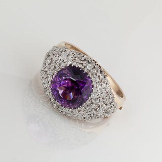 Edwardian Two-Tone Amethyst Bangle Bracelet with Diamonds