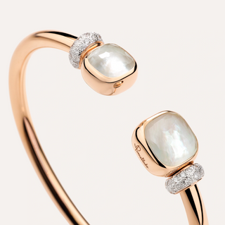 Pomellato 18K Rose Gold White Topaz and Mother-of-Pearl Nudo Bracelet