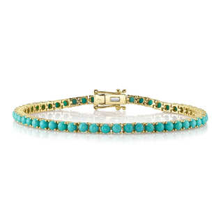 Shy Creation 14K Gold Turquoise Line Bracelet