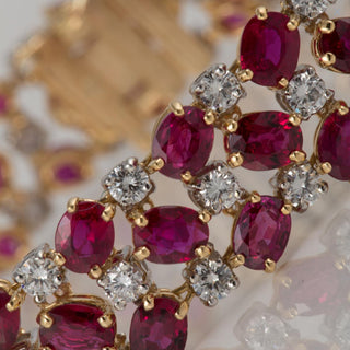 Vintage 1990s Oscar Heyman Ruby and Diamond Bracelet