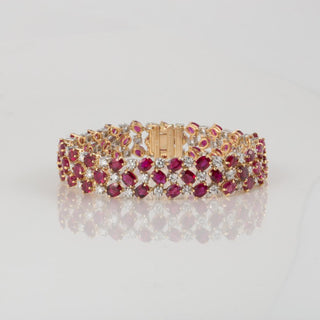 Vintage 1990s Oscar Heyman Ruby and Diamond Bracelet