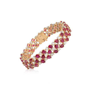 Vintage 1990s Oscar Heyman Ruby and Diamond Bracelet