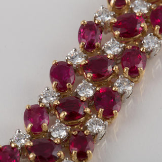 Vintage 1990s Oscar Heyman Ruby and Diamond Bracelet