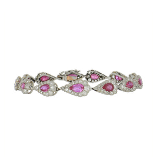 Edwardian Platinum Ruby Line Bracelet with Diamonds