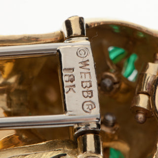 Estate David Webb 18K Gold Enameled Tiger Brooch with Emeralds