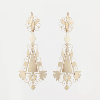 Early Victorian Onyx Day/Night Openwork Earrings