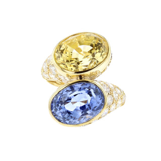 Vintage/Estate 18K Gold Diamonds with Sapphires Suite