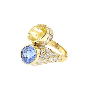 Vintage/Estate 18K Gold Diamonds with Sapphires Suite