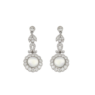 Vintage/Estate White Platinum Diamond with Moonstone Suite