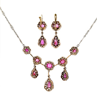 Belle Epoque 18K Gold & Silver Pink Sapphire & Diamond Jewelry Suite