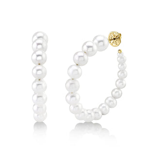 Shy Creation Pearl Hoop Earrings - 1.80"