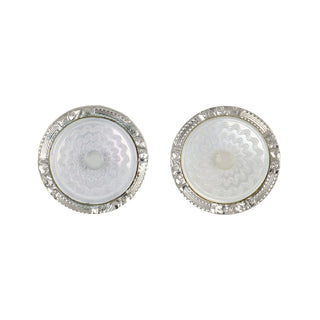 Edwardian Mother-of-Pearl Engraved Button Earrings