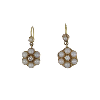 Georgian 18K & 14K Gold Split Pearl Drop Earrings