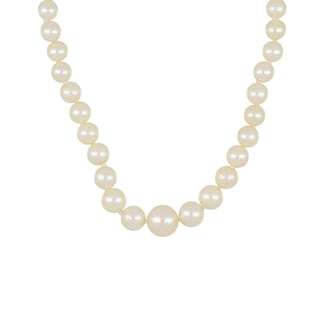 Art Deco 14K White Gold Graduated Cultured Pearl Necklace