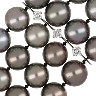 Vintage David Webb Platinum Tahitian Pearl Bracelet with Diamonds & Rubies