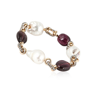 Estate Zorab 18K Gold South Sea Pearl & Tourmaline Pebble Bracelet