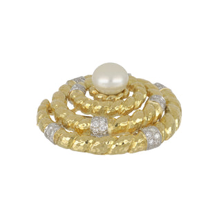 Vintage David Webb South Sea Pearl & Diamond Swirl Brooch