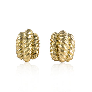 Vintage David Webb 18K Gold 57th Street Hammered Shrimp Earrings