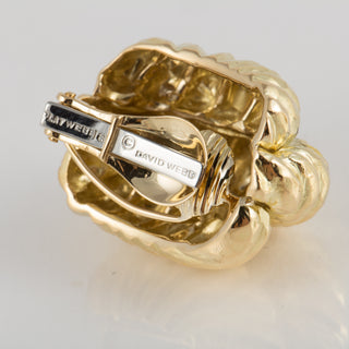 Vintage David Webb 18K Gold 57th Street Hammered Shrimp Earrings