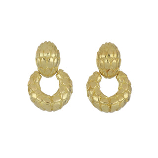 1990s David Webb 18K Gold Doorknocker Earrings